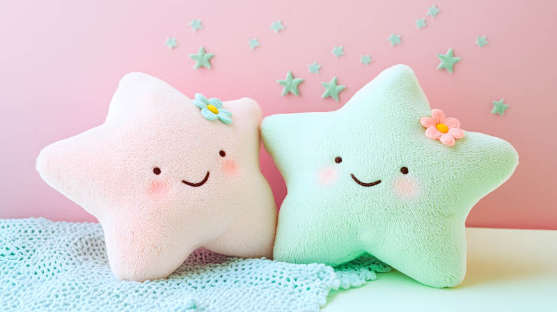 萌趣星星抱枕的甜蜜梦境图片