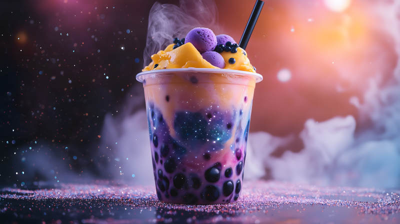 星空下的梦幻奶茶图片