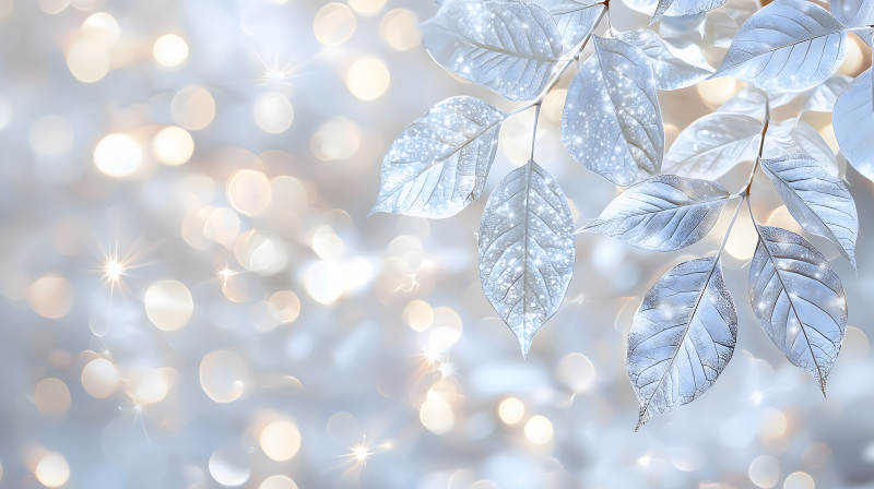 冰霜叶片上的光影诗意图片