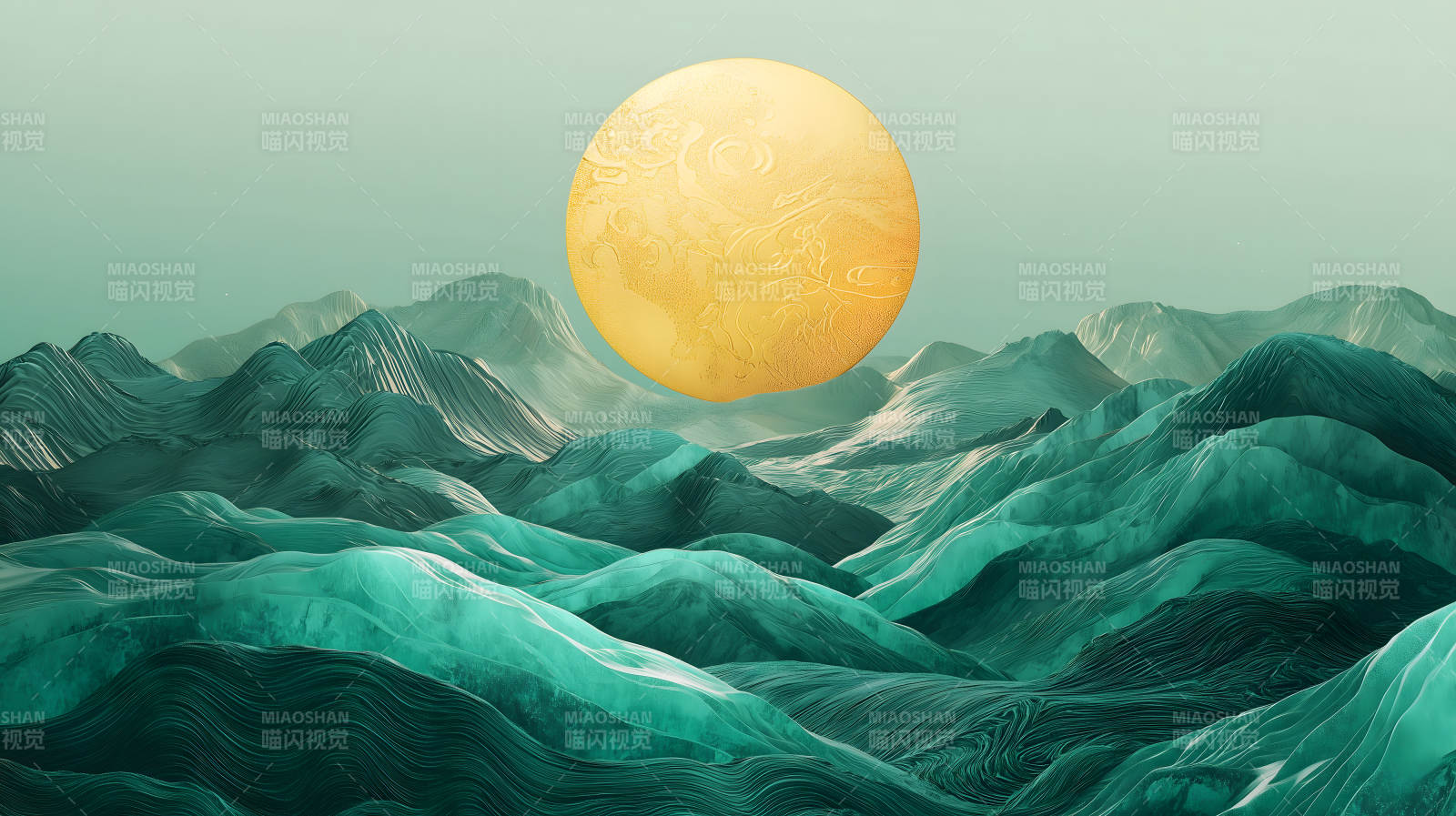 山间明月夜水墨山河月色图片