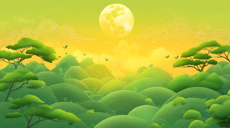 山间明月夜水墨山河月色图片