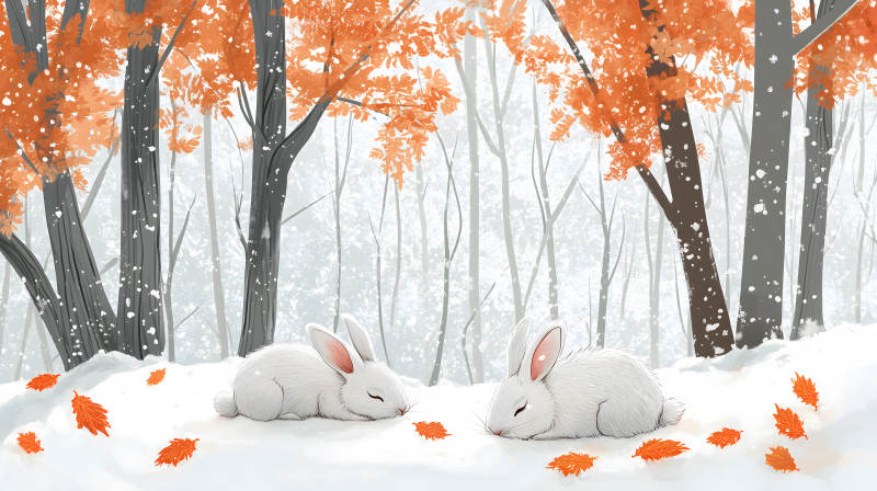 冬日暖阳下的兔子图片