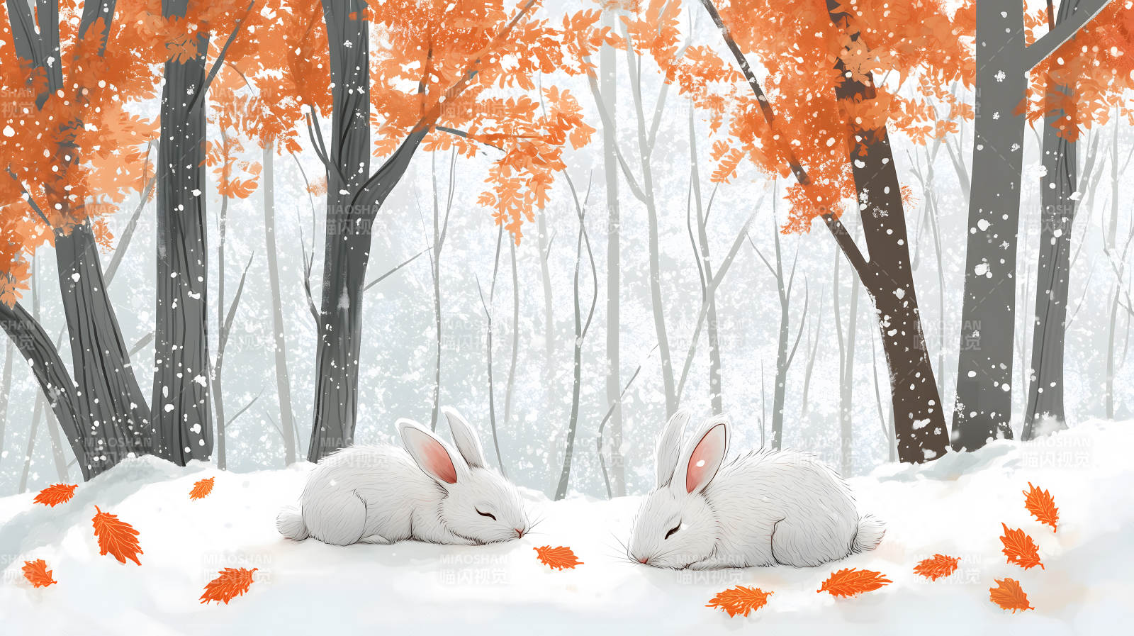 冬日暖阳下的兔子图片