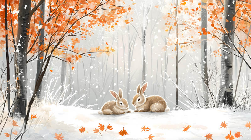 冬日暖阳下的兔子图片