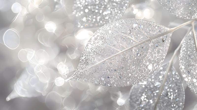 冰霜叶片上的光影诗意图片