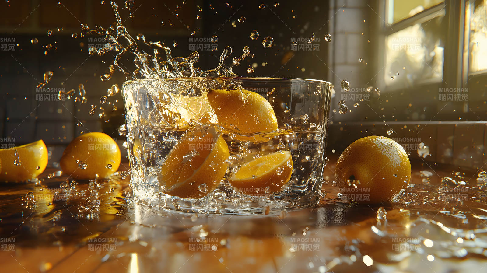 柠檬飞溅的清爽瞬间图片
