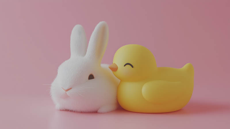 小鸭与兔子的甜蜜梦境图片