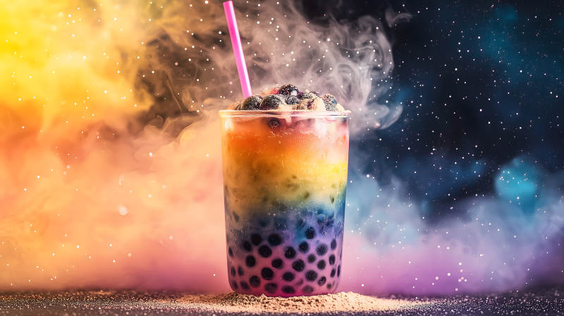 星空下的梦幻奶茶图片