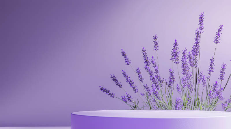 薰衣草与极简主义展台图片