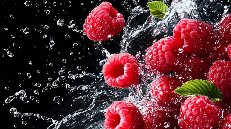 覆盆子的水花绽放图片