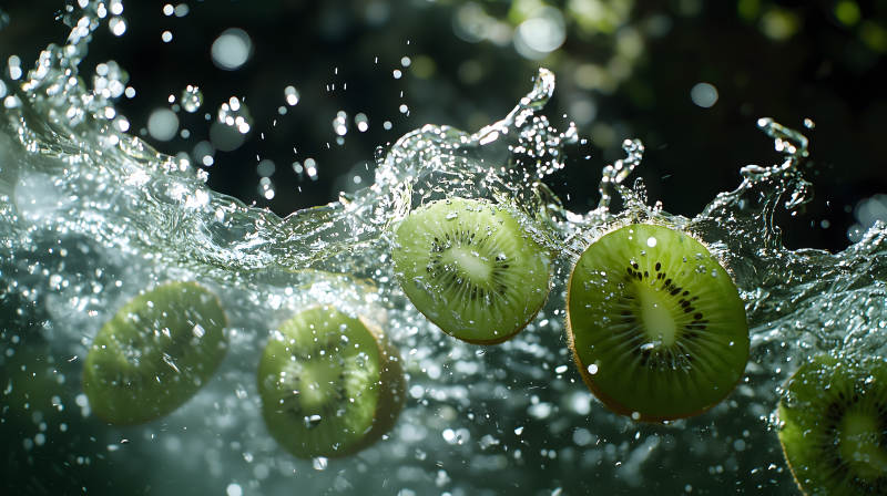 猕猴桃在水中绽放图片