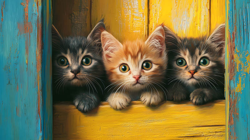 萌宠幼猫的彩色世界图片