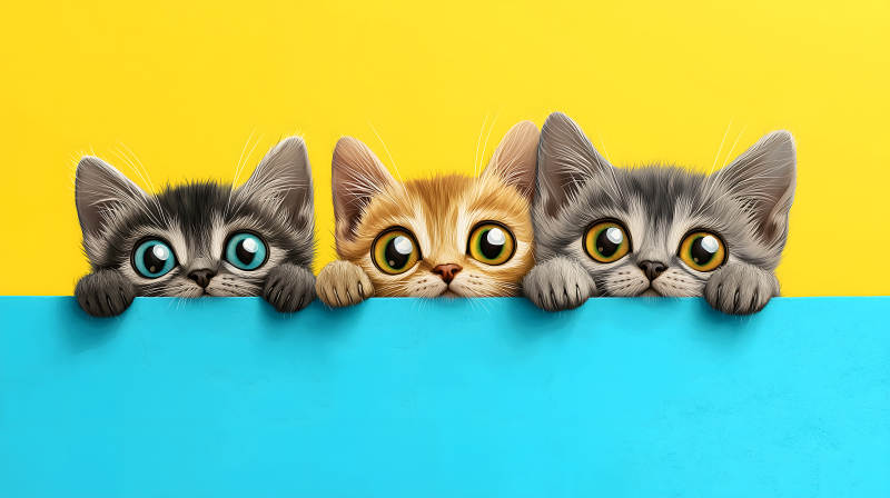 萌宠幼猫的彩色世界图片