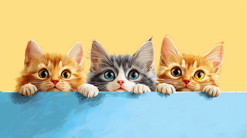 萌宠幼猫的彩色世界图片