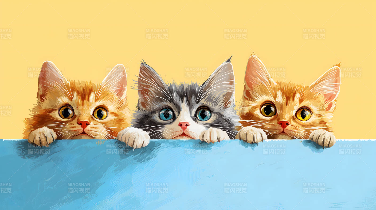 萌宠幼猫的彩色世界图片