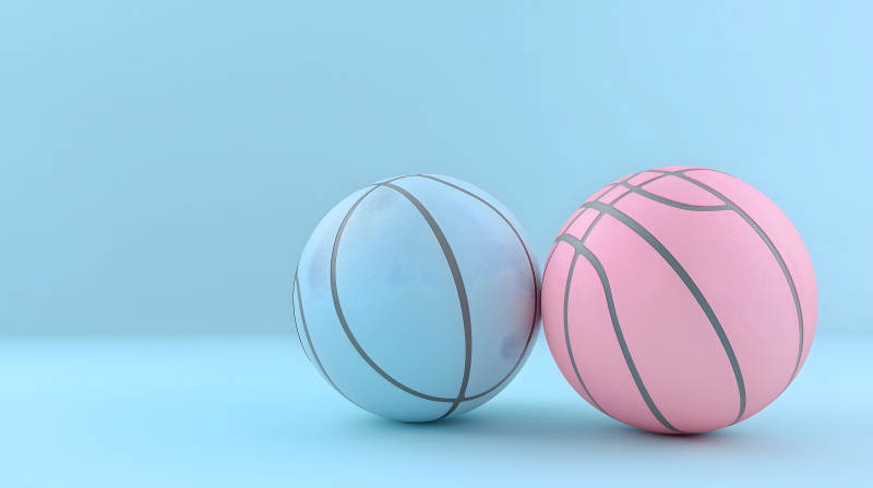 撞色背景下的篮球艺术图片