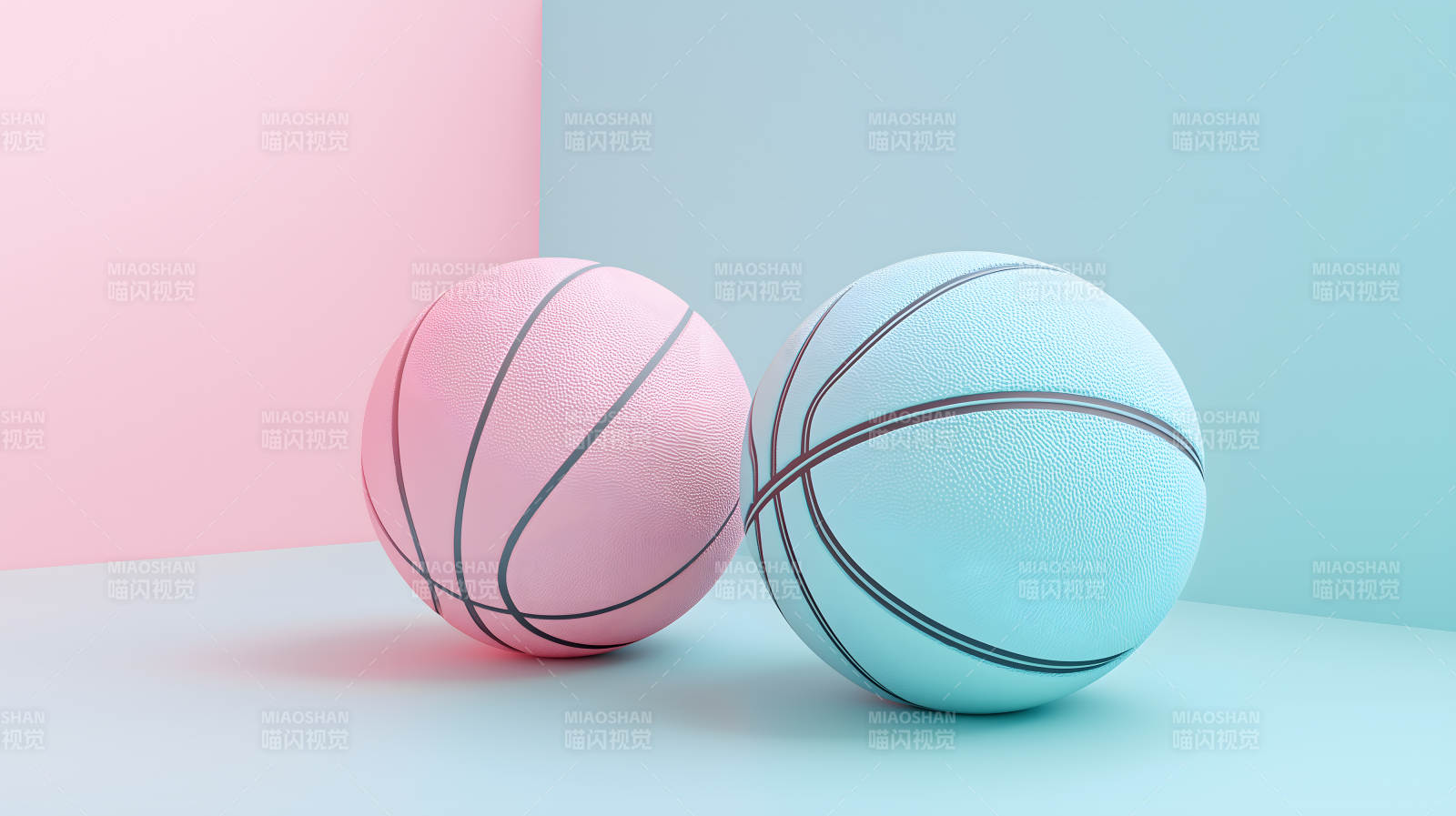 撞色背景下的篮球艺术图片