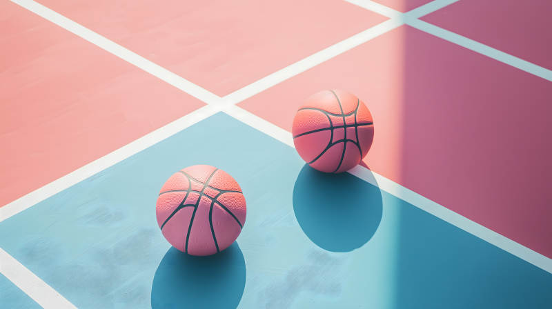 撞色背景下的篮球艺术图片