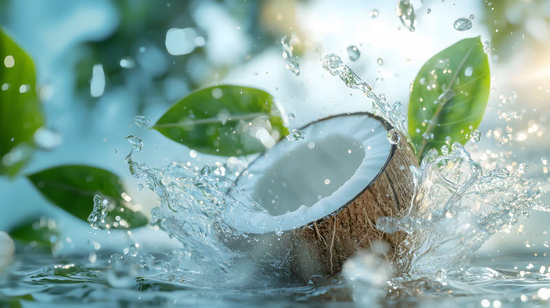 水花四溅的椰香诱惑图片