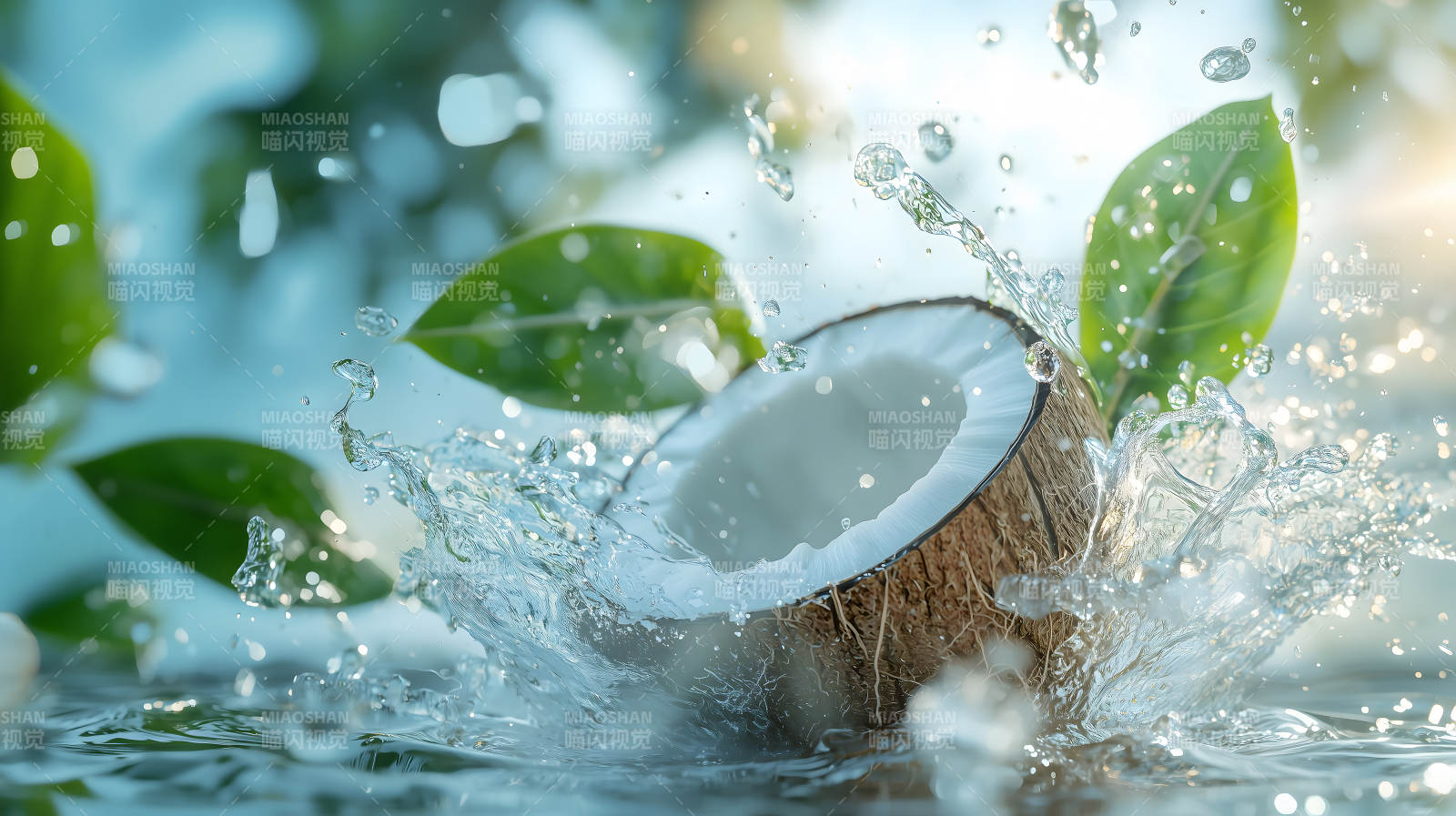 水花四溅的椰香诱惑图片