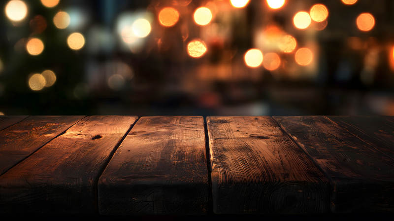 咖啡厅的木质桌面一角图片