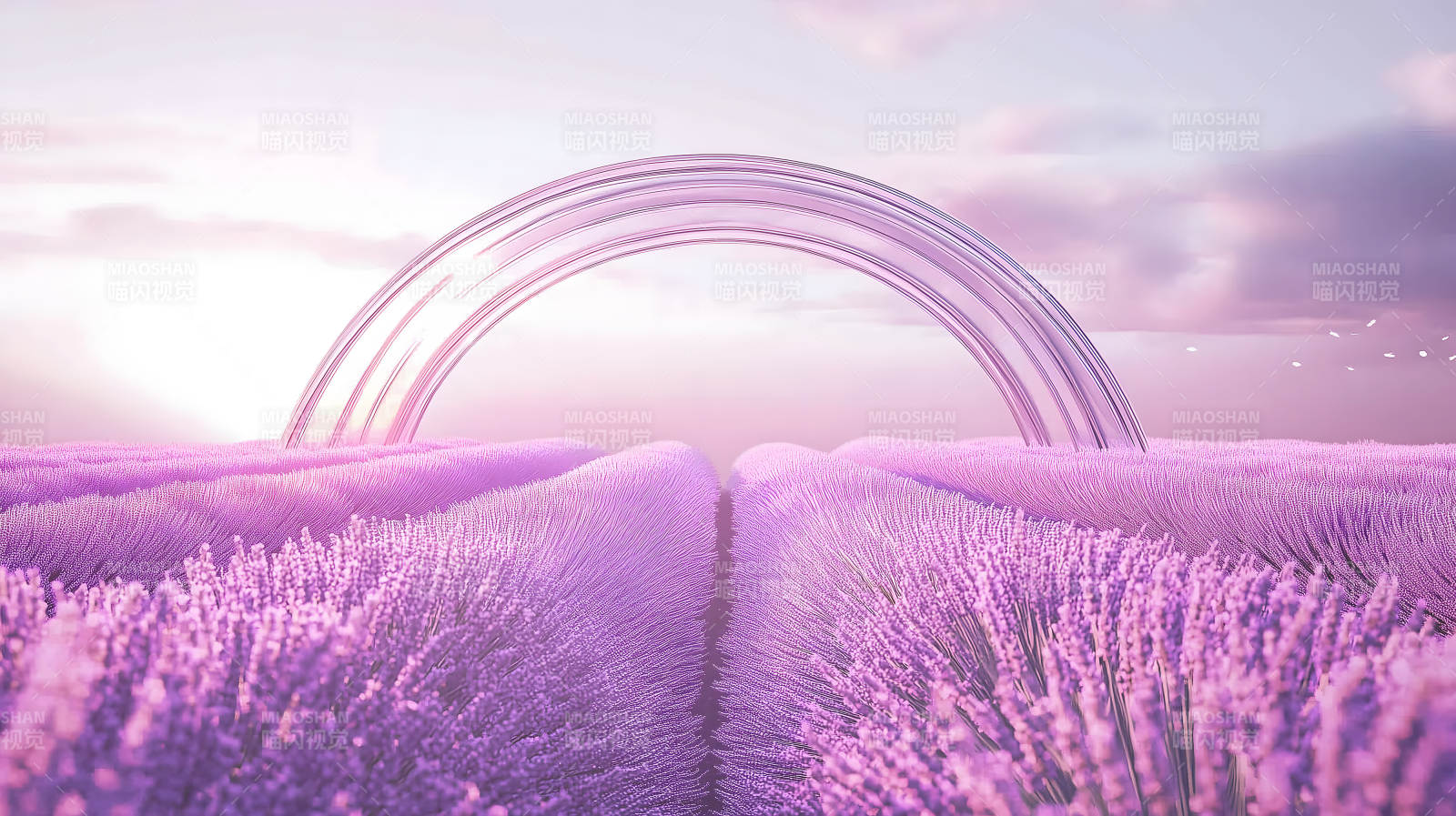 薰衣草田间的梦幻之门图片
