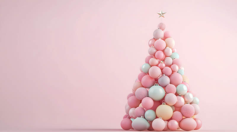 粉色圣诞球的甜蜜圣诞图片