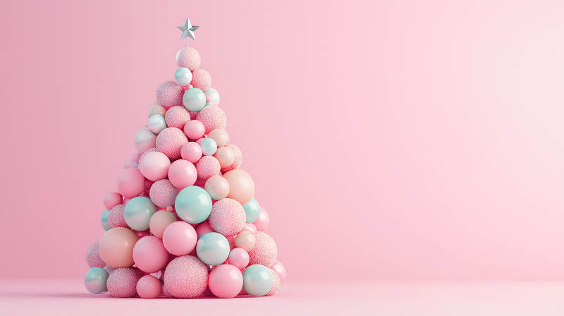 粉色圣诞球的甜蜜圣诞图片