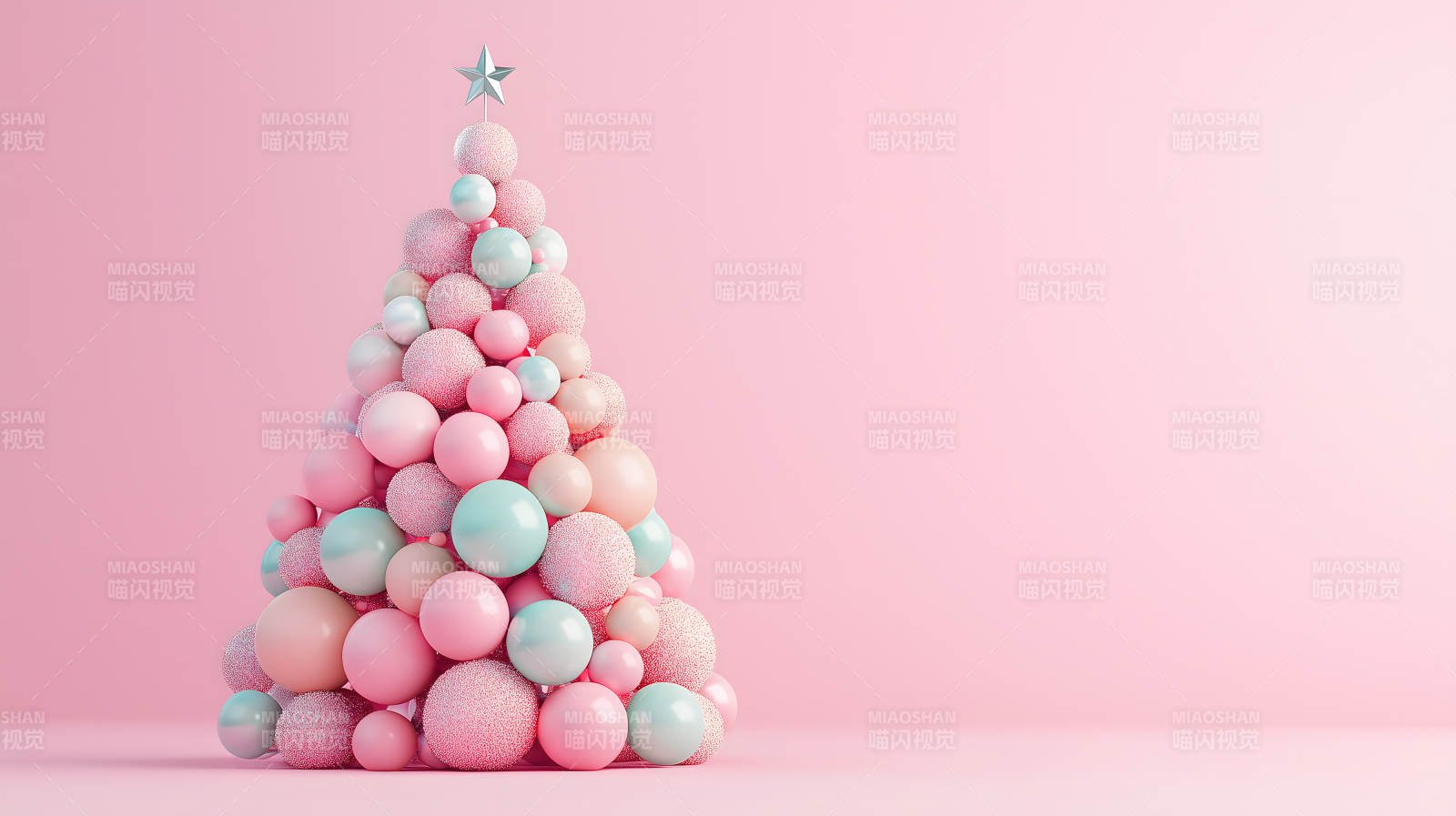 粉色圣诞球的甜蜜圣诞图片