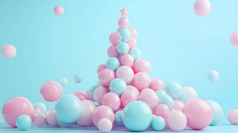 粉色圣诞球的甜蜜圣诞图片