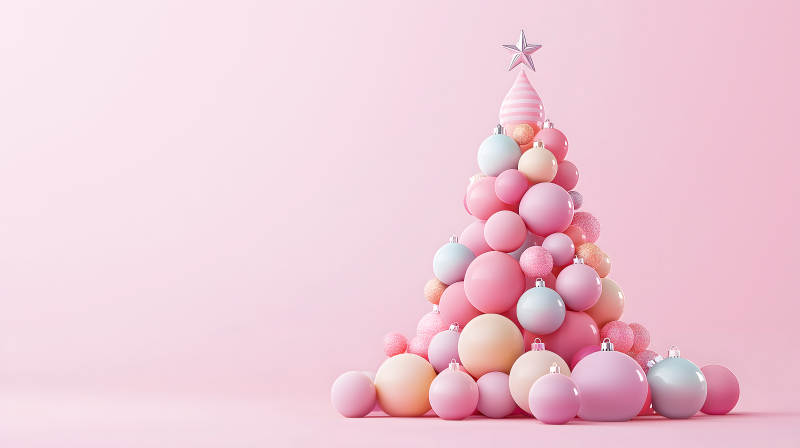 粉色圣诞球的甜蜜圣诞图片