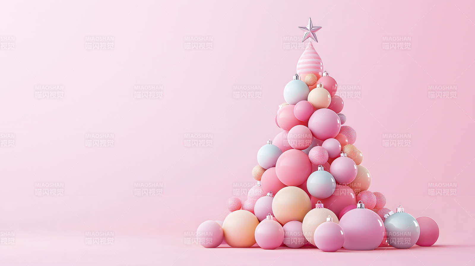 粉色圣诞球的甜蜜圣诞图片