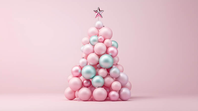 粉色圣诞球的甜蜜圣诞图片