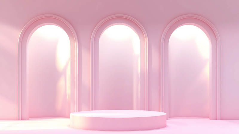 粉色拱门下的梦幻舞台图片