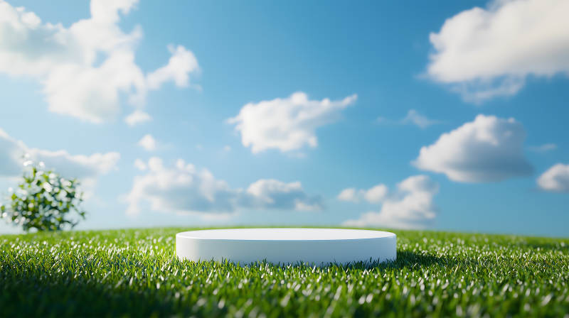 绿茵上的白色舞台图片