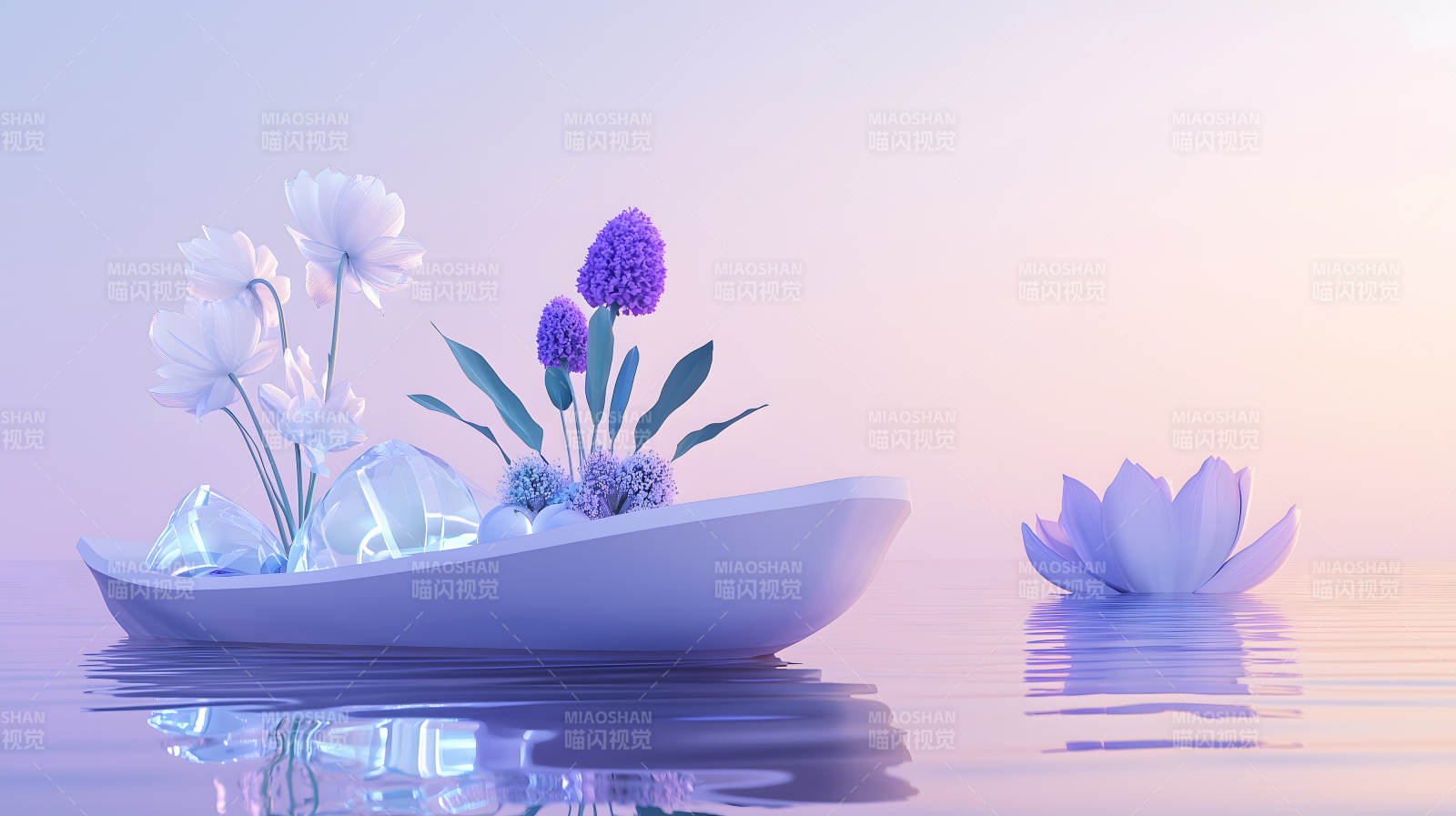 水面上的静谧花境图片