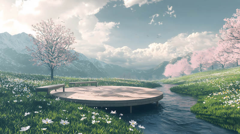 樱花烂漫的静谧之地图片