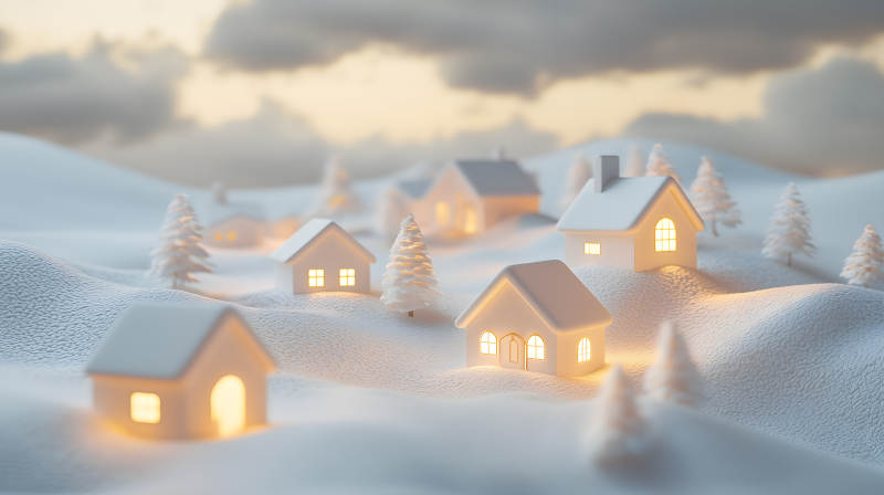 冬日童话小镇图片