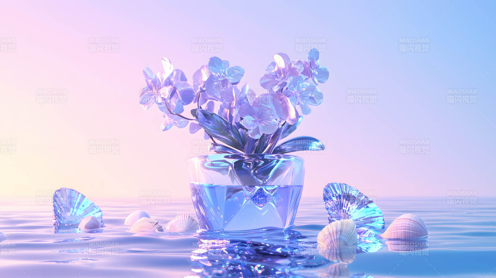 水波上的水晶花境图片