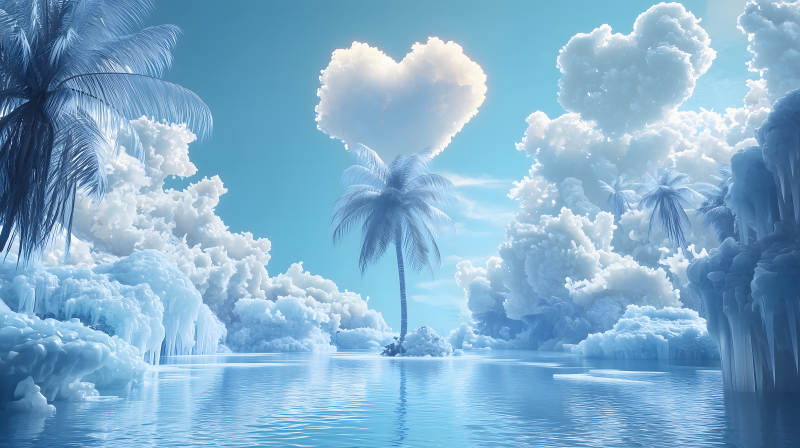 心形云朵的夏日梦境图片