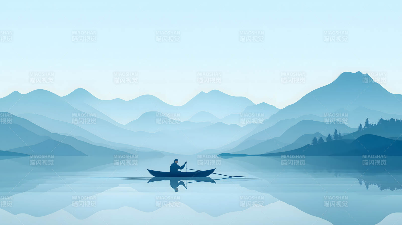 湖光山色中的静谧独舟图片