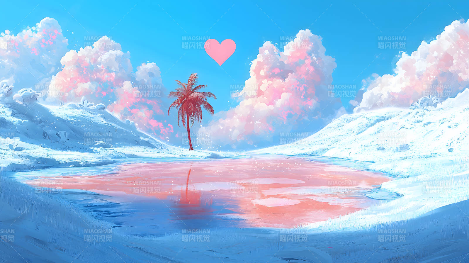 心形云朵的夏日梦境图片