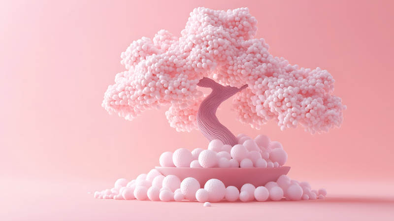 甜蜜糖果色的艺术盆景图片