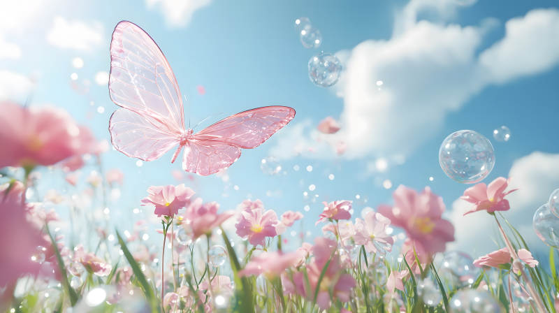 玫瑰园中的梦幻蝶舞图片