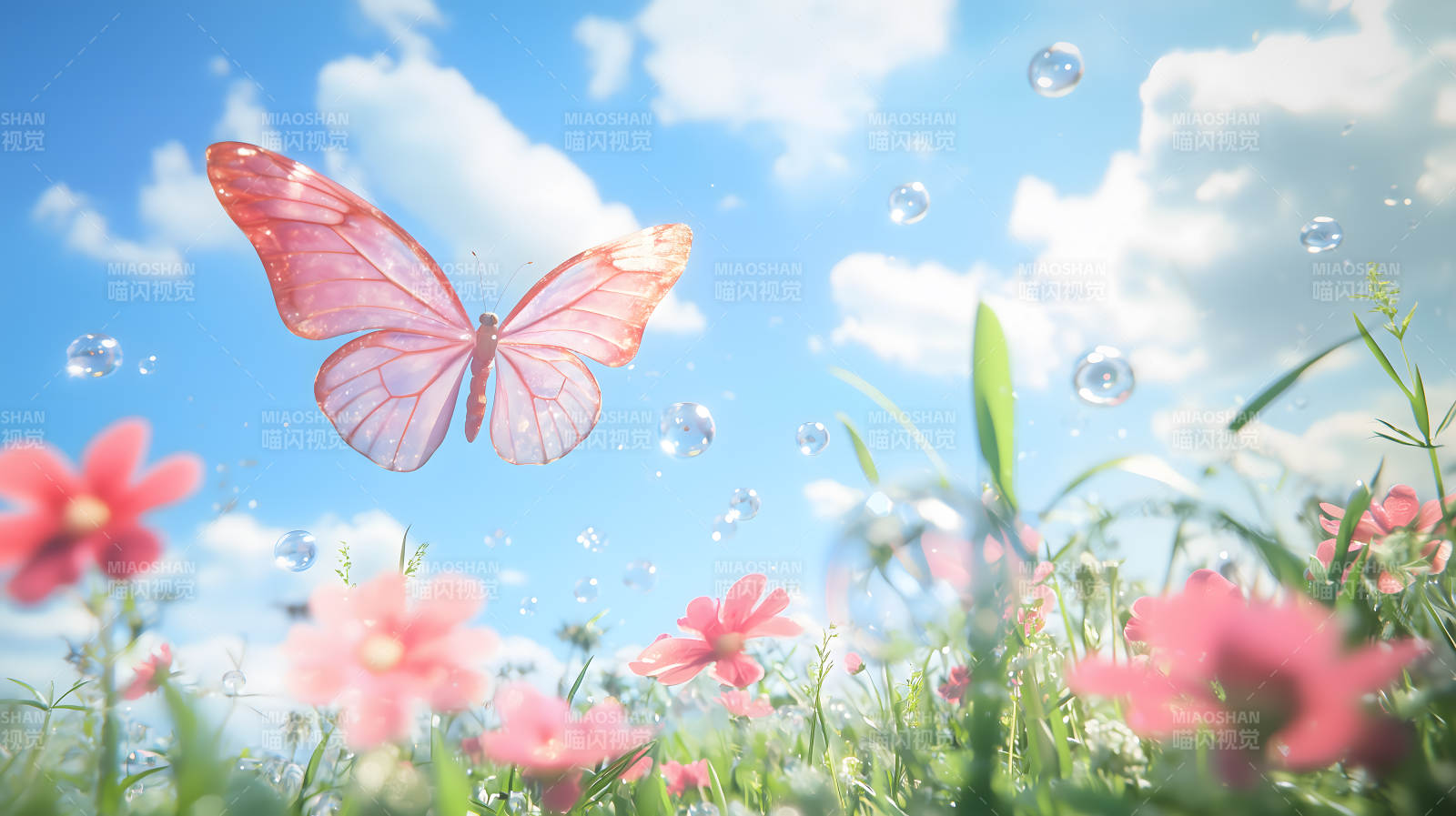 玫瑰园中的梦幻蝶舞图片