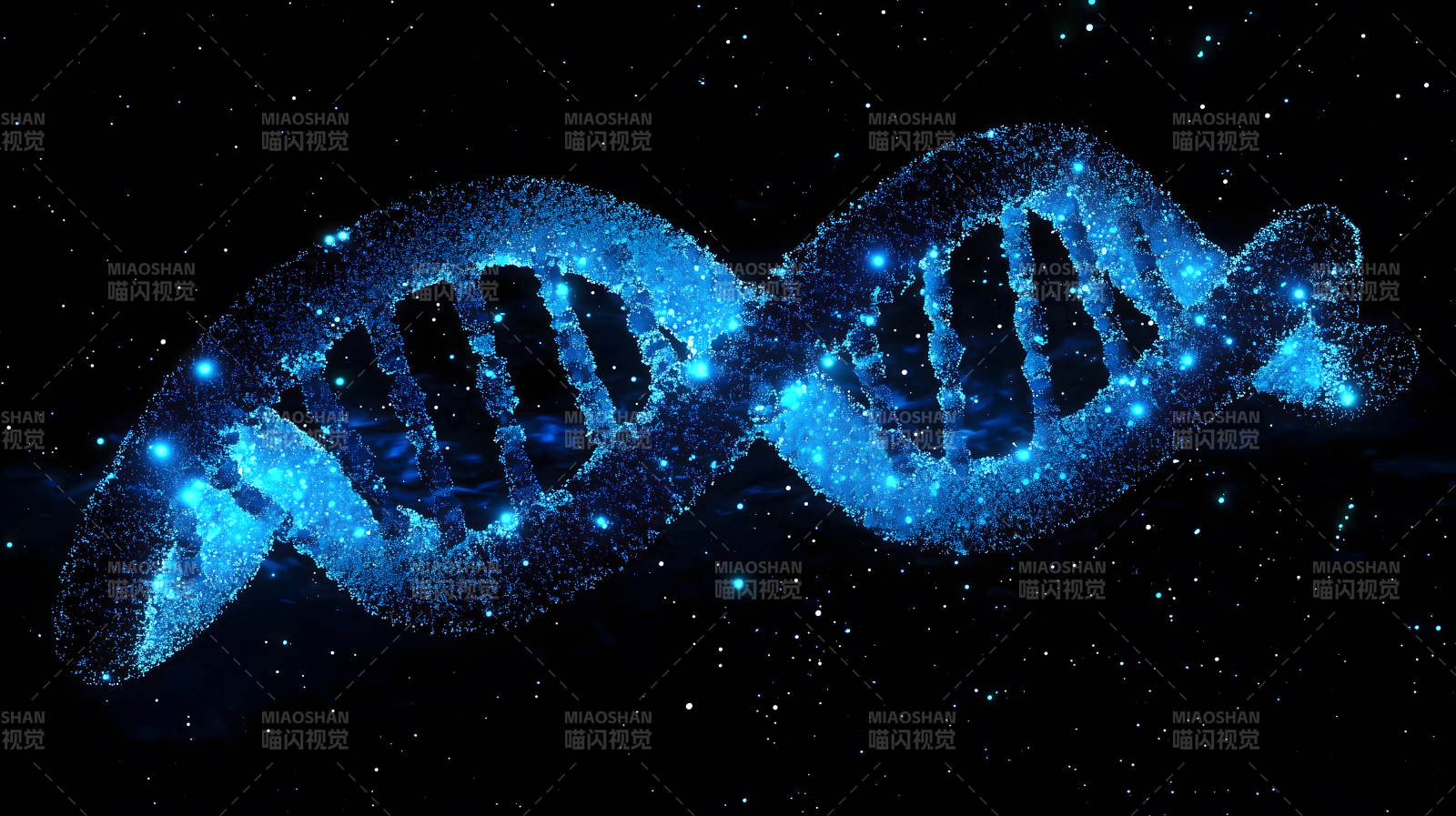 蓝色星云中的DNA双螺旋图片