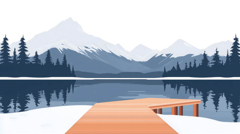 静谧雪山湖畔风光图片