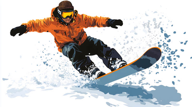 雪山飞驰的滑雪少年图片