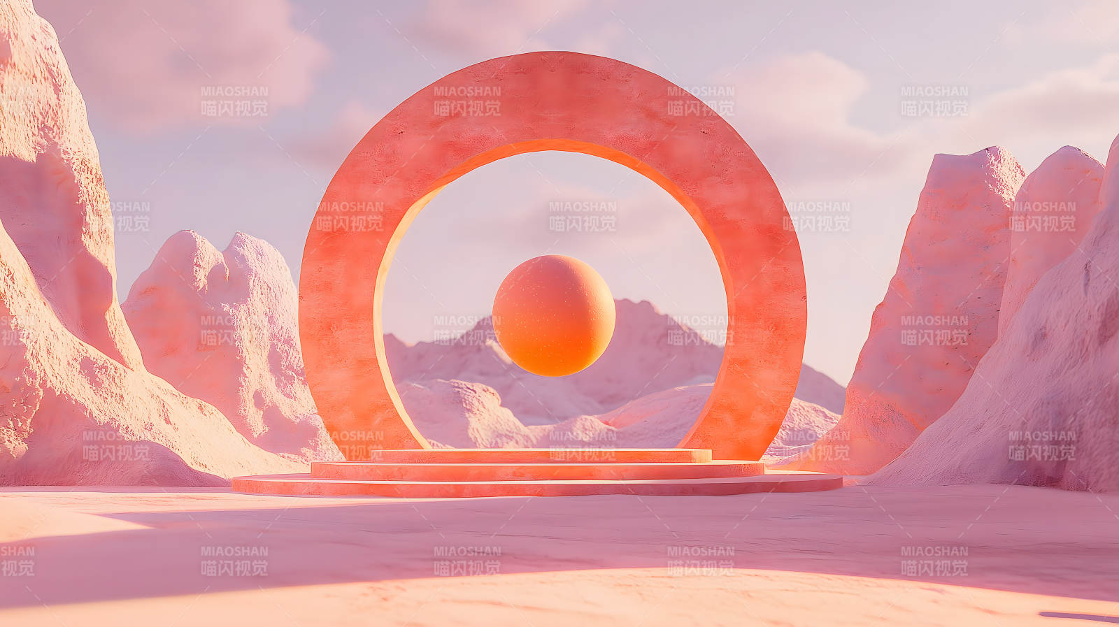 粉色梦境中的几何奇观图片