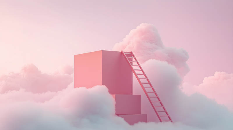 粉色云梯的梦想阶梯图片